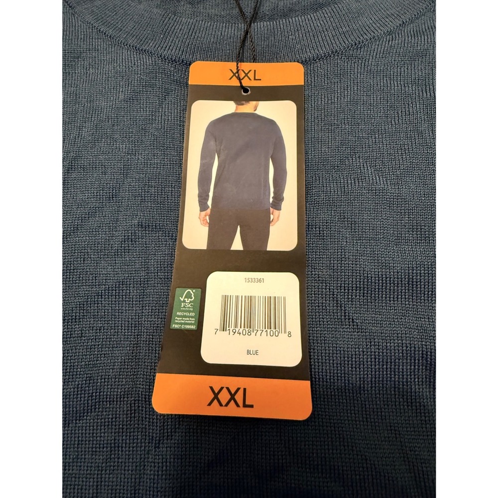 Banana Republic Mens Merino Wool Crew Neck Sweater Blue XXL NWT - Picture 4 of 7